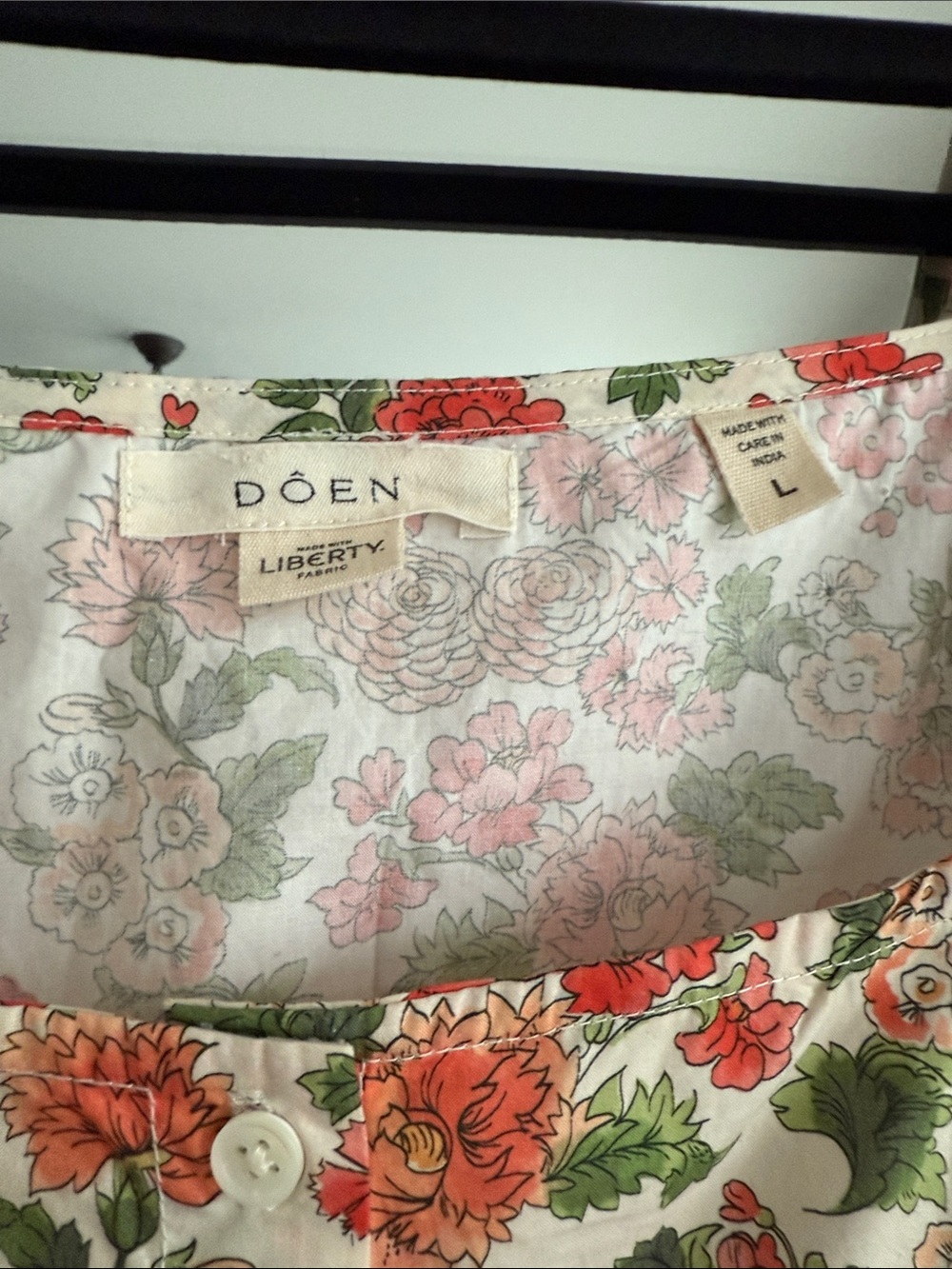DOEN Floral Midi Dress in Cream and Red - Picture 2 of 4